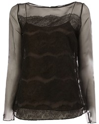 Черная шелковая блузка от Oscar de la Renta