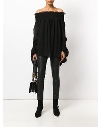 Черная шелковая блузка от Saint Laurent