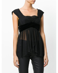 Черная шелковая блузка от Alberta Ferretti