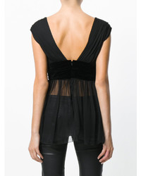 Черная шелковая блузка от Alberta Ferretti