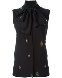 Черная шелковая блузка от Victoria Beckham