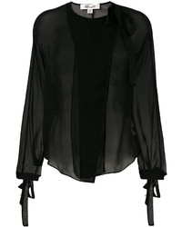 Черная шелковая блузка