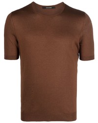 Мужская черная шелковая вязаная футболка с круглым вырезом от Tagliatore