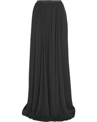 Черная шелковая длинная юбка