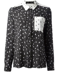 Женская черная шелковая классическая рубашка в горошек от Proenza Schouler