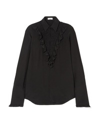 Женская черная шелковая классическая рубашка с рюшами от Sonia Rykiel