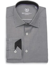 Черная шелковая классическая рубашка с узором "гусиные лапки"