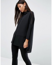 Женская черная шелковая классическая рубашка от ASOS DESIGN
