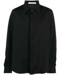 Мужская черная шелковая классическая рубашка от Bianca Saunders