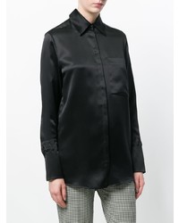 Женская черная шелковая классическая рубашка от Victoria Victoria Beckham