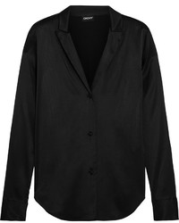 Женская черная шелковая классическая рубашка от DKNY