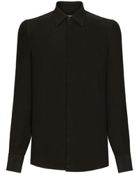 Мужская черная шелковая классическая рубашка от Dolce & Gabbana
