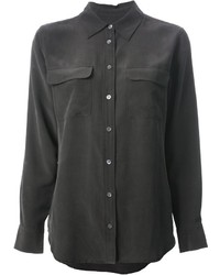 Женская черная шелковая классическая рубашка от Equipment