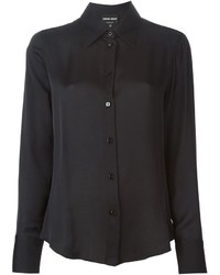 Женская черная шелковая классическая рубашка от Giorgio Armani