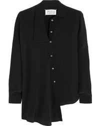 Женская черная шелковая классическая рубашка от Maison Margiela