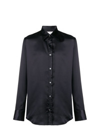 Мужская черная шелковая классическая рубашка от Maison Margiela