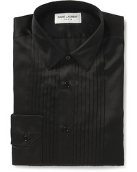 Мужская черная шелковая классическая рубашка от Saint Laurent