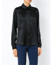 Женская черная шелковая классическая рубашка от Gloria Coelho