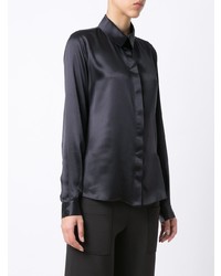 Женская черная шелковая классическая рубашка от Gloria Coelho
