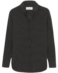 Женская черная шелковая рубашка в горошек от Saint Laurent