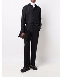 Мужская черная шелковая рубашка с длинным рукавом с принтом от Billionaire