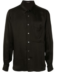 Мужская черная шелковая рубашка с длинным рукавом от Ann Demeulemeester
