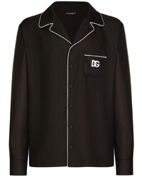 Мужская черная шелковая рубашка с длинным рукавом от Dolce & Gabbana