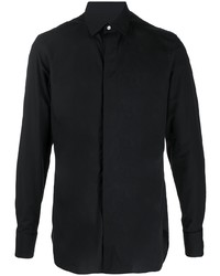 Мужская черная шелковая рубашка с длинным рукавом от Ermenegildo Zegna