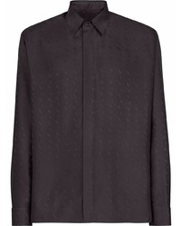 Мужская черная шелковая рубашка с длинным рукавом от Fendi