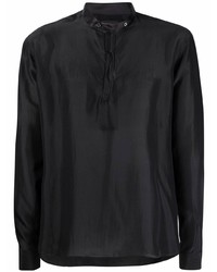 Мужская черная шелковая рубашка с длинным рукавом от Giorgio Armani