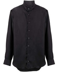 Мужская черная шелковая рубашка с длинным рукавом от Giorgio Armani