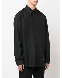Мужская черная шелковая рубашка с длинным рукавом от Oamc