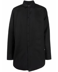 Мужская черная шелковая рубашка с длинным рукавом от Jil Sander