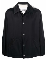 Мужская черная шелковая рубашка с длинным рукавом от Jil Sander