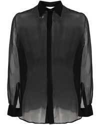 Мужская черная шелковая рубашка с длинным рукавом от Moschino