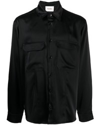 Мужская черная шелковая рубашка с длинным рукавом от Nanushka