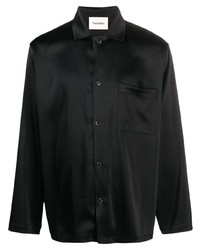 Мужская черная шелковая рубашка с длинным рукавом от Nanushka