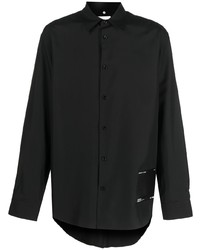 Мужская черная шелковая рубашка с длинным рукавом от Oamc