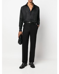 Мужская черная шелковая рубашка с длинным рукавом от Saint Laurent