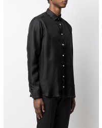 Мужская черная шелковая рубашка с длинным рукавом от Eton