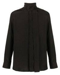 Мужская черная шелковая рубашка с длинным рукавом от Valentino