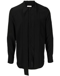 Мужская черная шелковая рубашка с длинным рукавом от Valentino