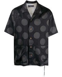Мужская черная шелковая рубашка с коротким рукавом в горошек от Mastermind Japan