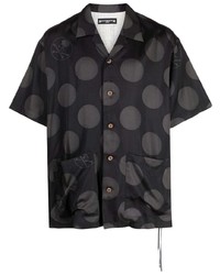 Мужская черная шелковая рубашка с коротким рукавом в горошек от Mastermind World