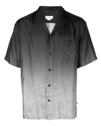 Мужская черная шелковая рубашка с коротким рукавом с принтом от Brioni