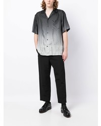 Мужская черная шелковая рубашка с коротким рукавом с принтом от Brioni