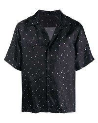 Мужская черная шелковая рубашка с коротким рукавом со звездами от Salvatore Santoro