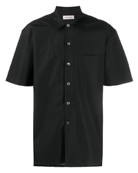 Мужская черная шелковая рубашка с коротким рукавом от Alexander McQueen