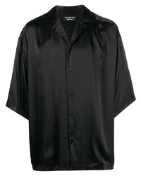 Мужская черная шелковая рубашка с коротким рукавом от Balenciaga
