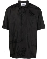 Мужская черная шелковая рубашка с коротким рукавом от Han Kjobenhavn